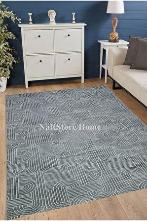 Elit Rölyef Antrasit Beyaz Kabartmalı Kaymaz Taban Yıkanabilir Kesme Yolluk Halı