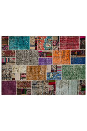 Özel Patchwork El Dokuma Eskitme Halı 160 X 230 Cm 6028