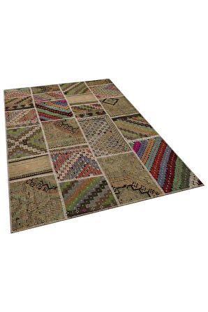 Gerçek El Dokuma Eskitme Patchwork Halı 160 X 230 Cm 6084