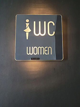 Smoked Mirror Serisi Işıklı Wc Yönlendirme Levha Seti