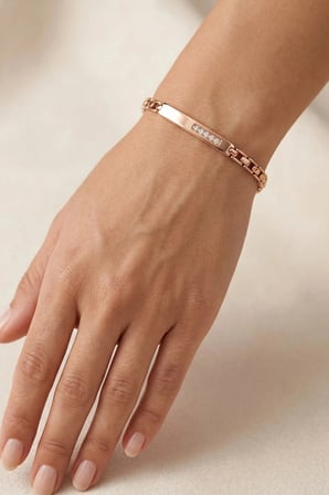 Sertifikalı 316L Çelik Minimal Plaka Detaylı Zirkon Taşlı Kadın Bileklik