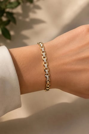 Sertifikalı 316L Çelik Geometrik Zirkon Taşlı Premium Kadın Bileklik
