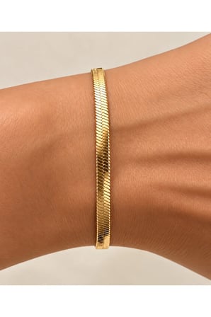 Sertifikalı 316L Çelik Kalp Uçlu Yılan Zincir Gold Bileklik