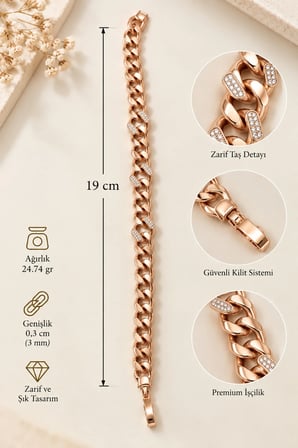 Sertifikalı 316L Çelik Işıltılı Geometrik Bağlantılar Rose Bileklik