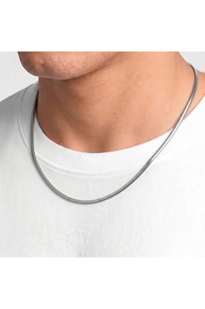 Sertifikalı 316L Çelik SEMTİM SERPENT SILVER Gümüş Yılan Zincir Çelik Erkek Kolye