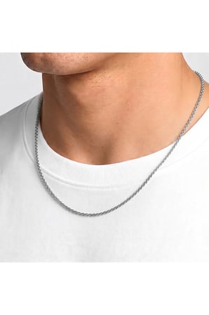 Sertifikalı 316L Çelik SEMTİM ESSENTIAL İnce Gümüş Çelik Zincir Erkek Kolye