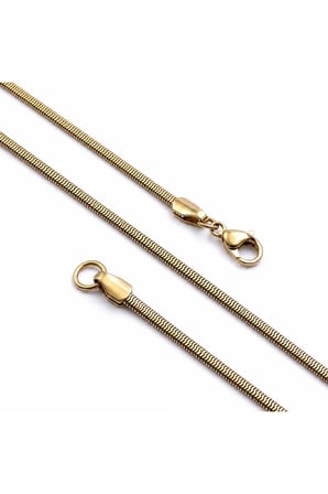 Sertifikalı 316L Çelik SEMTİM ROMA 3x2 mm Gold İtalyan Zincir Çelik Erkek Kolye 55 cm