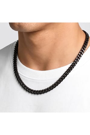 Sertifikalı 316L Çelik SEMTİM NOCTIS Siyah Cuban Küba Zincir Çelik Erkek Kolye