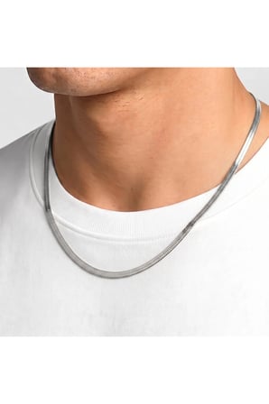 Sertifikalı 316L Çelik SEMTİM SLEEK Gümüş Balık Sırtı Çelik Zincir Erkek Kolye 55CM