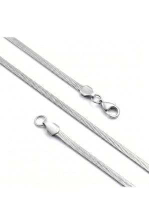 Sertifikalı 316L Çelik SEMTİM SLEEK Gümüş Balık Sırtı Çelik Zincir Erkek Kolye 55CM