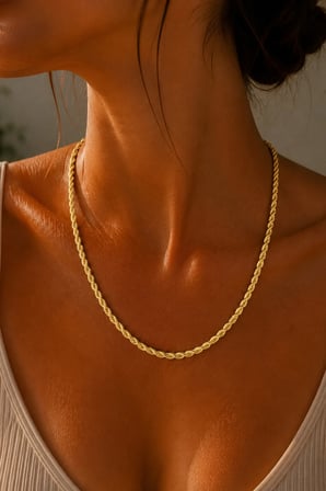 Sertifikalı 316L Çelik Premium Altın Kaplama İnce Rope Chain (Halat Zincir) Kadın Kolye