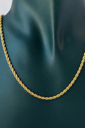 Sertifikalı 316L Çelik Premium Altın Kaplama İnce Rope Chain (Halat Zincir) Kadın Kolye