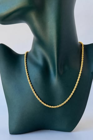 Sertifikalı 316L Çelik Premium Altın Kaplama İnce Rope Chain (Halat Zincir) Kadın Kolye