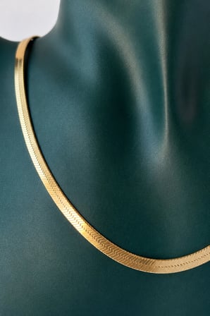 Sertifikalı 316L Çelik Premium Altın Kaplama Geniş Herringbone (Balıksırtı) Kadın Kolye