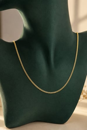 Sertifikalı 316L Çelik Premium Altın Kaplama 55 cm Yassı Gurmet Zincir Kadın Kolye