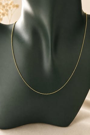 Sertifikalı 316L Çelik Premium Altın Kaplama İnce Top Zincir Kadın Kolye