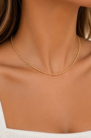 Sertifikalı 316L Çelik Premium Altın Kaplama 75 cm Küre Detaylı Uzun Kadın Zincir Kolye