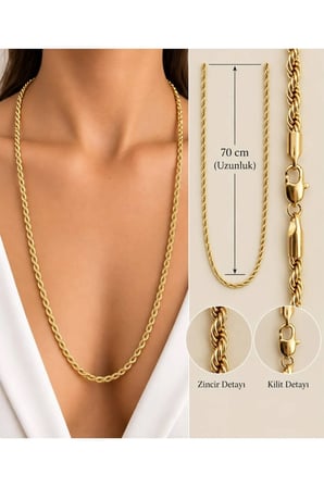 Burgu Halat Gold Zincir Kolye
