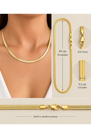 İtalyan Ezme Gold Zincir Kolye