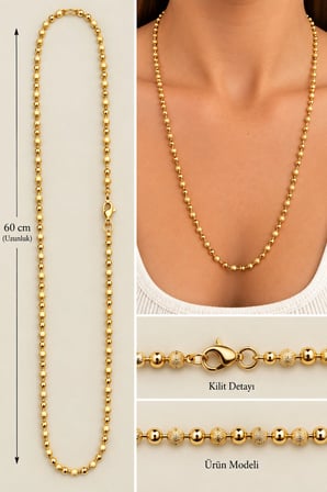 Işıltılı Küre Gold Zincir Kolye