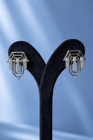 Sertifikalı 316L Çelik Zirkon Taşlı Geometrik Art Deco Premium Altın Kaplama Kadın Küpe
