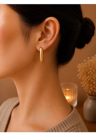 Minimal Uzun Dikdörtgen Form Gold Modern Kadın Küpe