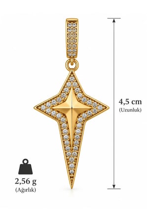 Sertifikalı 316L Çelik Astra Zirkon Taşlı Kolye Ucu