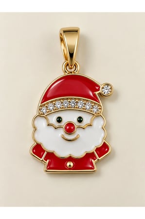 Sertifikalı 316L Çelik Noel Işıltısı Taşlı Noel Baba Kolye Ucu