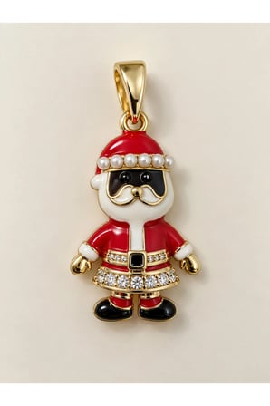 Sertifikalı 316L Çelik Santa Chic Taşlı Noel Baba Kolye Ucu