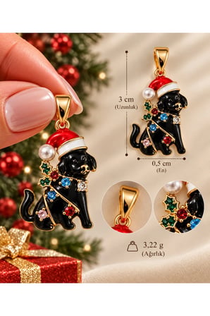 Sertifikalı 316L Çelik Christmas Coco Renkli Taşlı Köpek Kolye Ucu