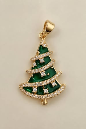 Sertifikalı 316L Çelik Christmas Glow Taşlı Yılbaşı Ağacı Kolye Ucu