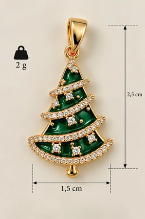 Sertifikalı 316L Çelik Christmas Glow Taşlı Yılbaşı Ağacı Kolye Ucu