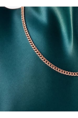 Sertifikalı 316L Çelik Premium Rose Gold Kaplama Cuban Zincir Kadın Kolye