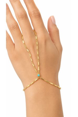 Taşlı Geometrik Çubuk Zincir Gold Şahmeran El Zinciri