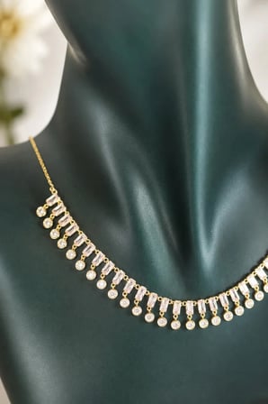 Sertifikalı 316L Çelik Premium Altın Kaplama Baget Zirkon Taşlı Kolye ve Bileklik Seti