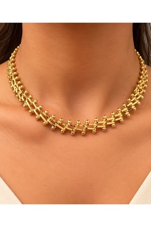 Gold Ritim Top Detaylı Kolye & Bileklik Seti