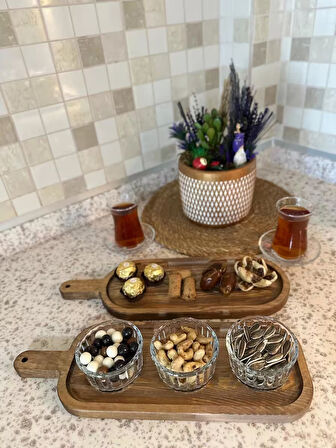Ahşap 2'li Sunum Tahtası - Steak Sunum - Ahşap Servis Tabağı - Ahşap Sunumluk