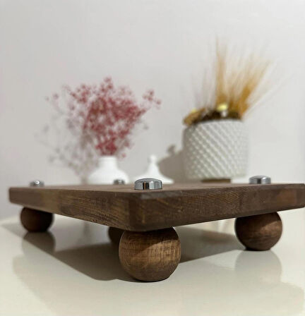 Lüks Ahşap Sunum Servis Tabağı Ayaklı Sunumluk Organizer 15*25cm