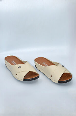 Berry Anatomik Dört Mevsim Bej Kadın Terlik - 1001