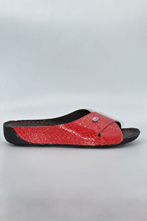 Berry Anatomik Dört Mevsim Krokodil Kırmızı Kadın Terlik - 1002