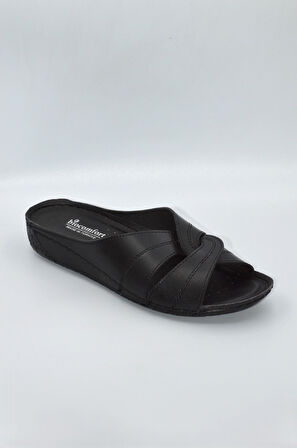 Salyangoz Model Anatomik Dört Mevsim Kadın Siyah Terlik - 1003