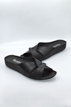 Salyangoz Model Anatomik Dört Mevsim Kadın Siyah Terlik - 1003