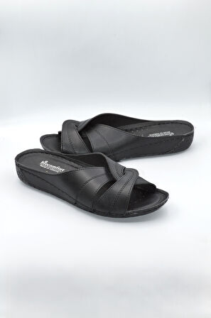 Salyangoz Model Anatomik Dört Mevsim Kadın Siyah Terlik - 1003