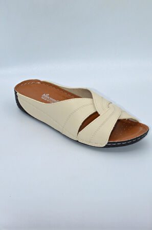 Salyangoz Model Anatomik Dört Mevsim Kadın Bej Terlik - 1003