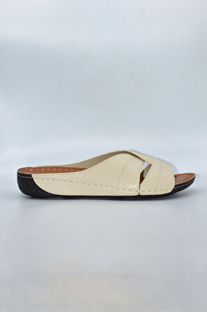 Salyangoz Model Anatomik Dört Mevsim Kadın Bej Terlik - 1003