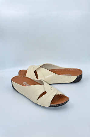 Salyangoz Model Anatomik Dört Mevsim Kadın Bej Terlik - 1003