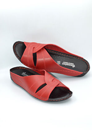 Salyangoz Model Anatomik Dört Mevsim Kadın Kırmızı Terlik - 1003