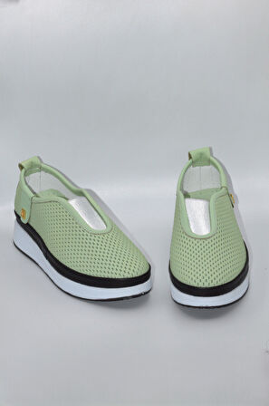 Kadın Hakiki Deri Su Yeşili Comfort Günlük Ayakkabı - ( ZK-106 )