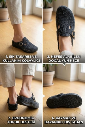Kadın Siyah Süet Tokalı Sabo Terlik-Hakiki Deri / Süet Clog ( Bir Numara Büyük Alınız )
