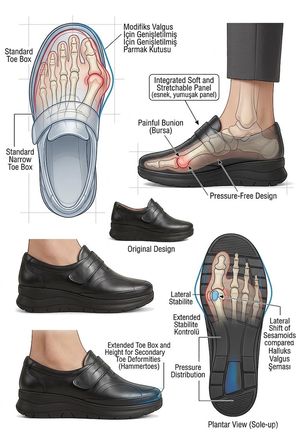 Hakiki Deri Kemik Çıkıntısına Uyumlu ( Halux Valgus ) Cırt Cırtlı Anatomik Ayakkabı-